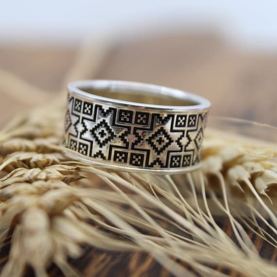 Sterling Silver Ukrainian Ring, Patriotic Jewelry Gift