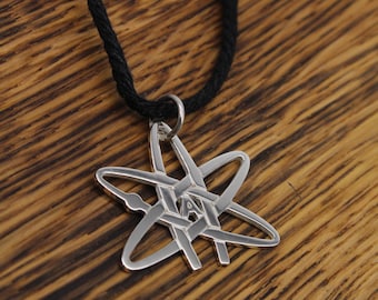 Sterling Silver Atheist Symbol Pendant Necklace, Atomic Jewelry