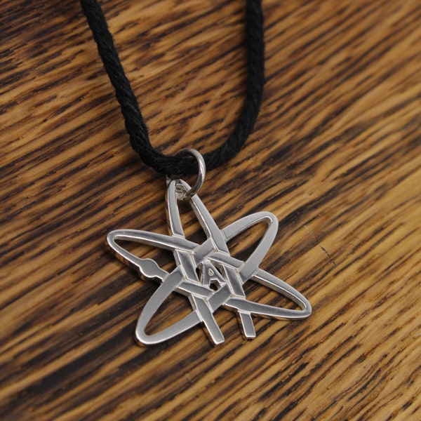 Atheist pendant neklace, Silver Science jewelry, Atom nuclear, Atomic jewelry, Atheist Symbol, Atheist jewelry, American atheist symbol
