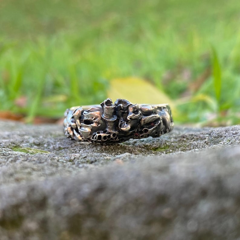 Anillo de plata, coral, mar, océano, marino, diseño náutico, inspirado en la naturaleza, submarino, banda 925 imagen 2