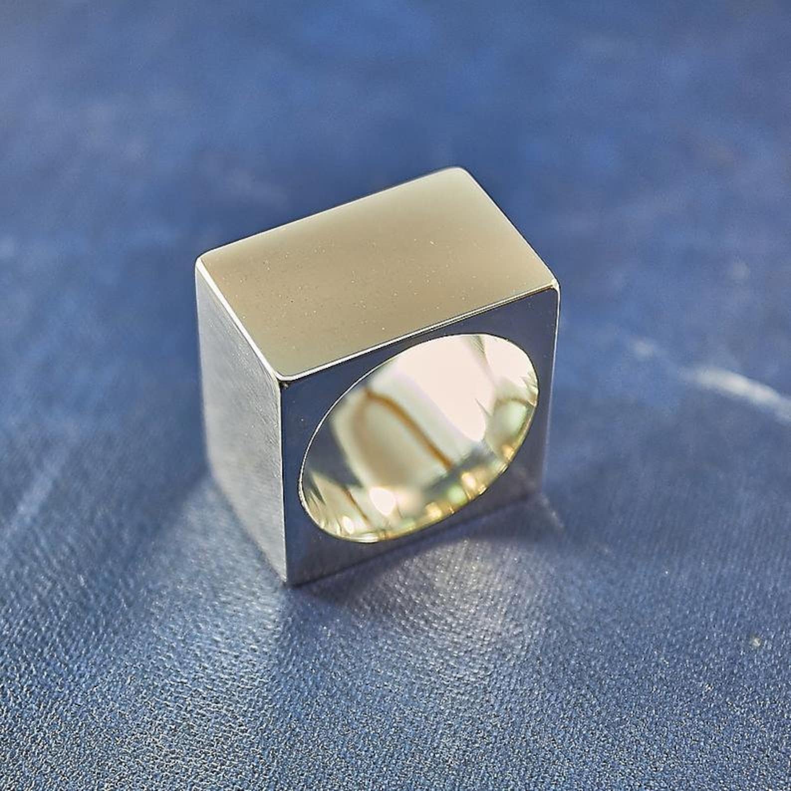 Square Silver Ring, Square Band, Geometric Ring, Unisex Ring, Stylish ...