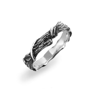 925 Sterling silver vine twig ring, Leaf branch ring, Unusual wedding band, Religious ring, Nature theme Anniversary or Birthday gift