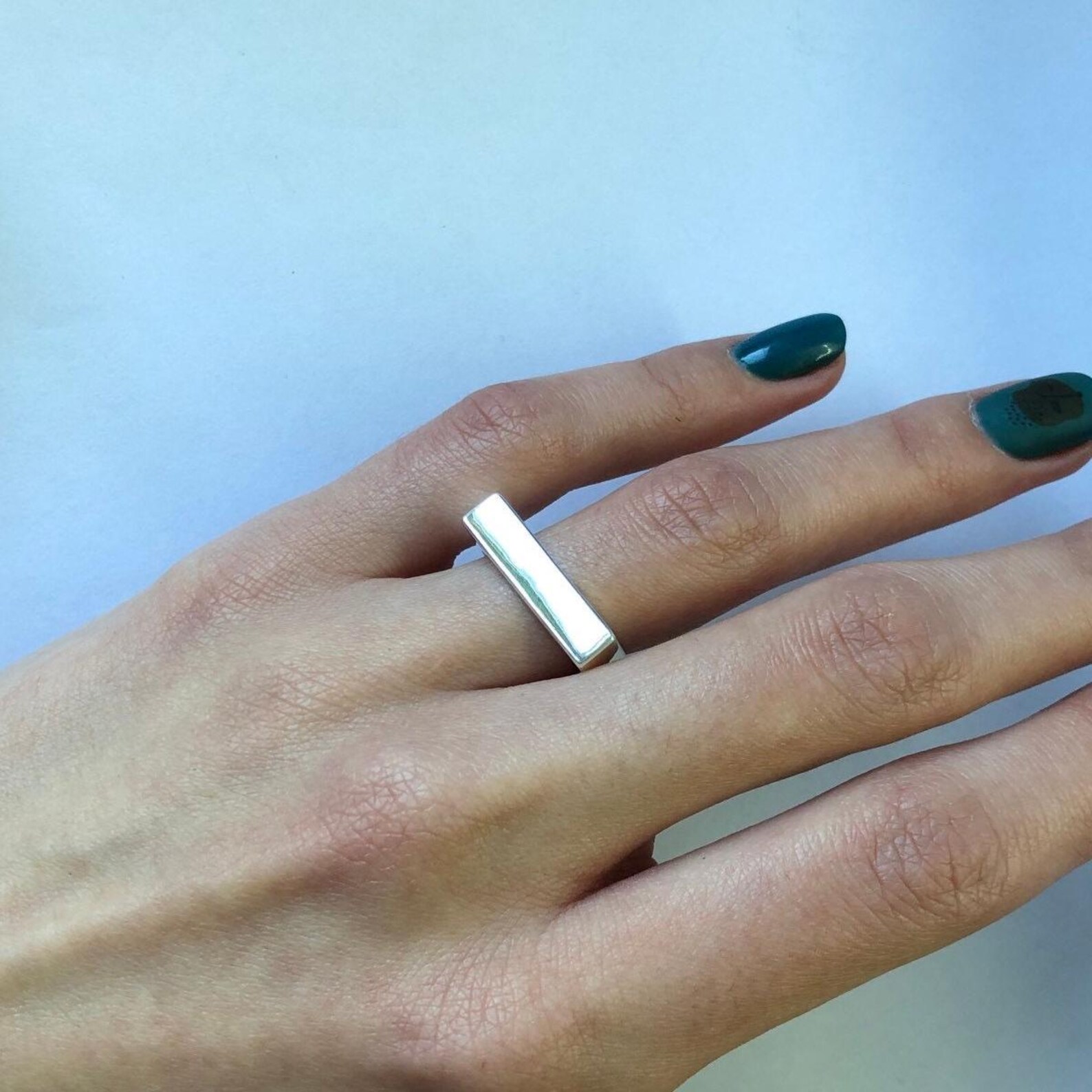 Square Silver Ring, Square Band, Geometric Ring, Unisex Ring, Stylish ...