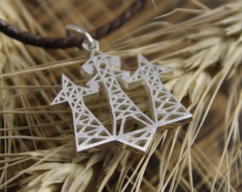 Sterling Silver Trident Pendant, Ukraine Coat of Arms, Tower of Light