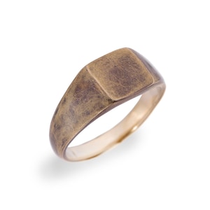 Bronzen ring, modernistische herenring, industriële ring, unisex hedendaagse ring, zegelring, handgemaakte ring, unieke ring, ambachtelijke sieraden