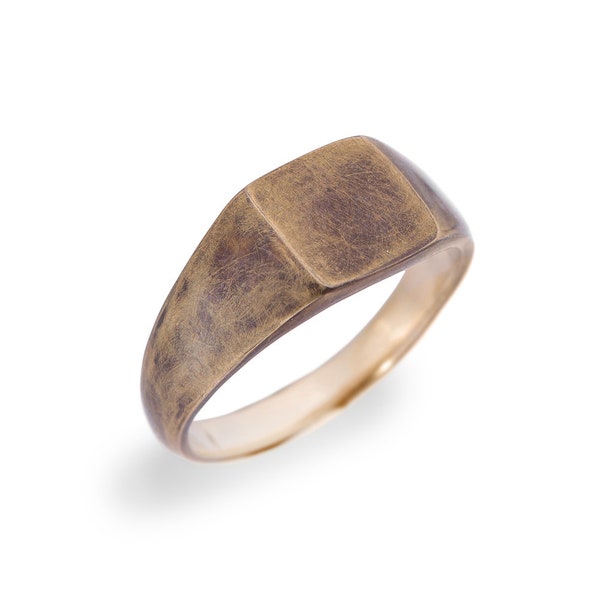 Bague en bronze, bague moderniste pour homme, bague industrielle, bague unisexe contemporaine, chevalière, bague artisanale, bague unique, bijoux artisanaux