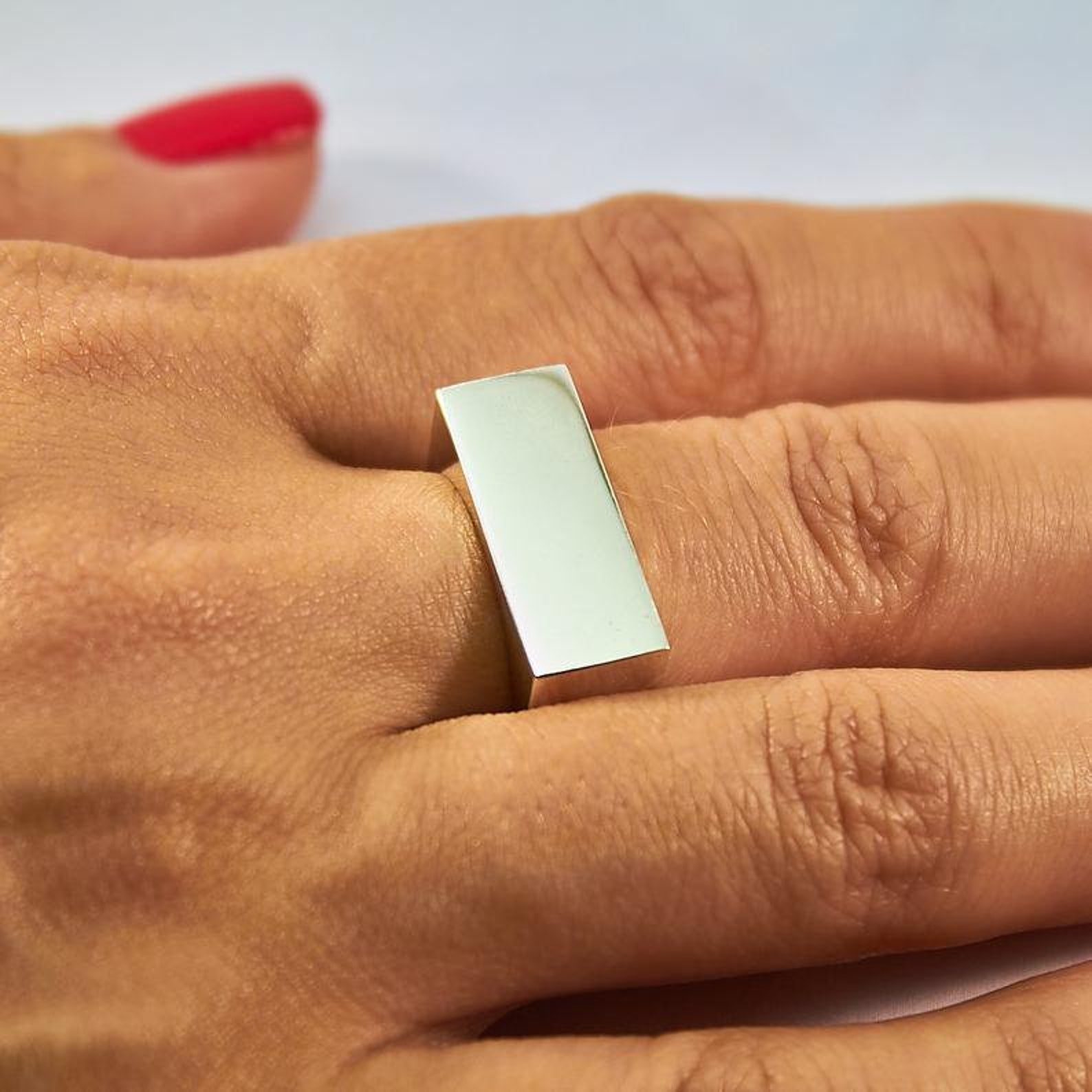 Square Silver Ring, Square Band, Geometric Ring, Unisex Ring, Stylish ...