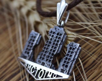 Sterling Silver Trident Pendant, Ukrainian Coat of Arms Jewelry
