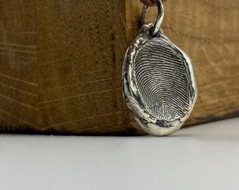 Silver fingerprint necklace, fingerprint Jewelry, necklace from fingerprints, sterling silver 925