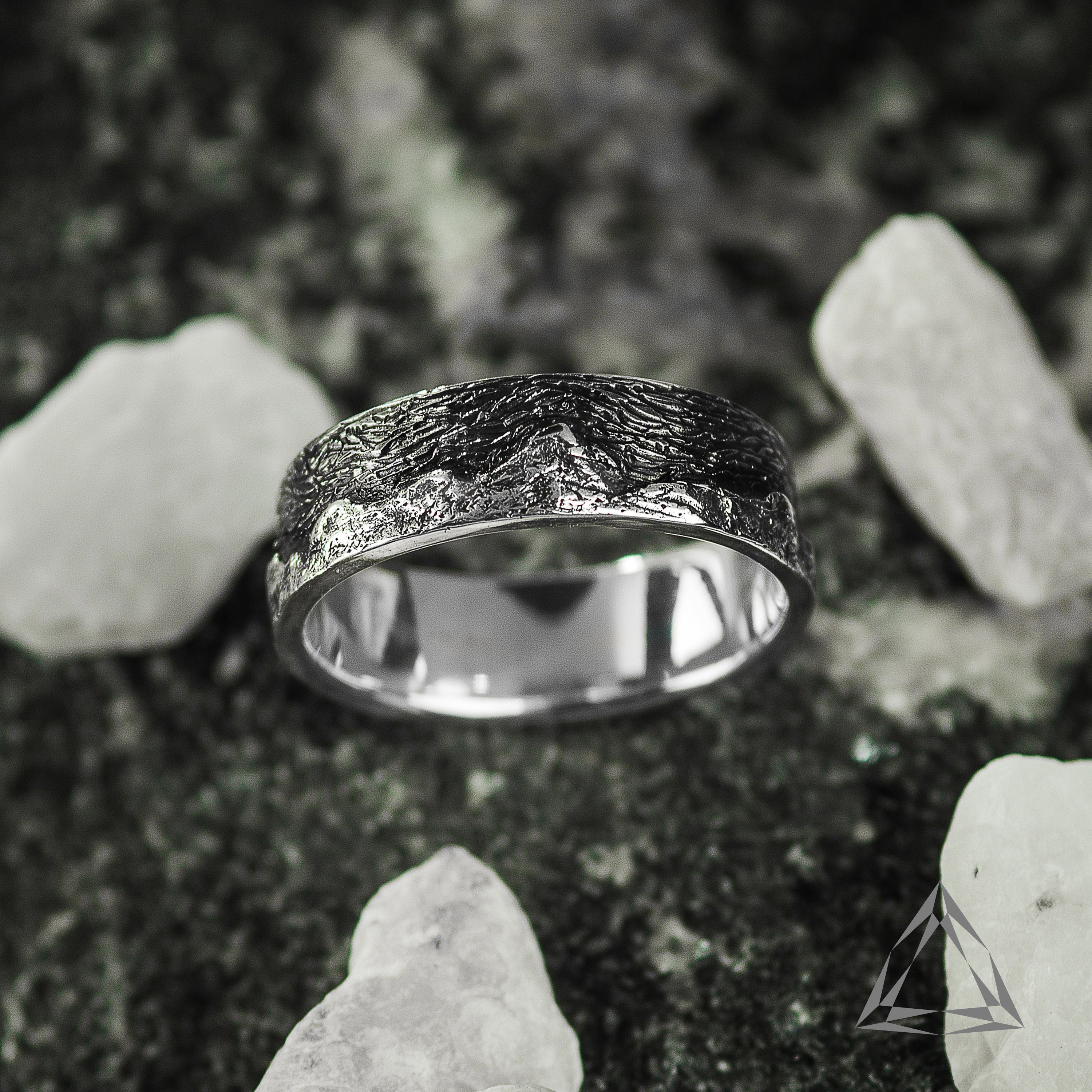 アクセサリー Vintage Texture Silver Ring Sterling Silver Mountain Landscape Ring, Unisex Hiking Jewelry - Etsy