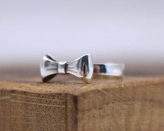 Silver Bow Ring, Handmade Jewelry Gift