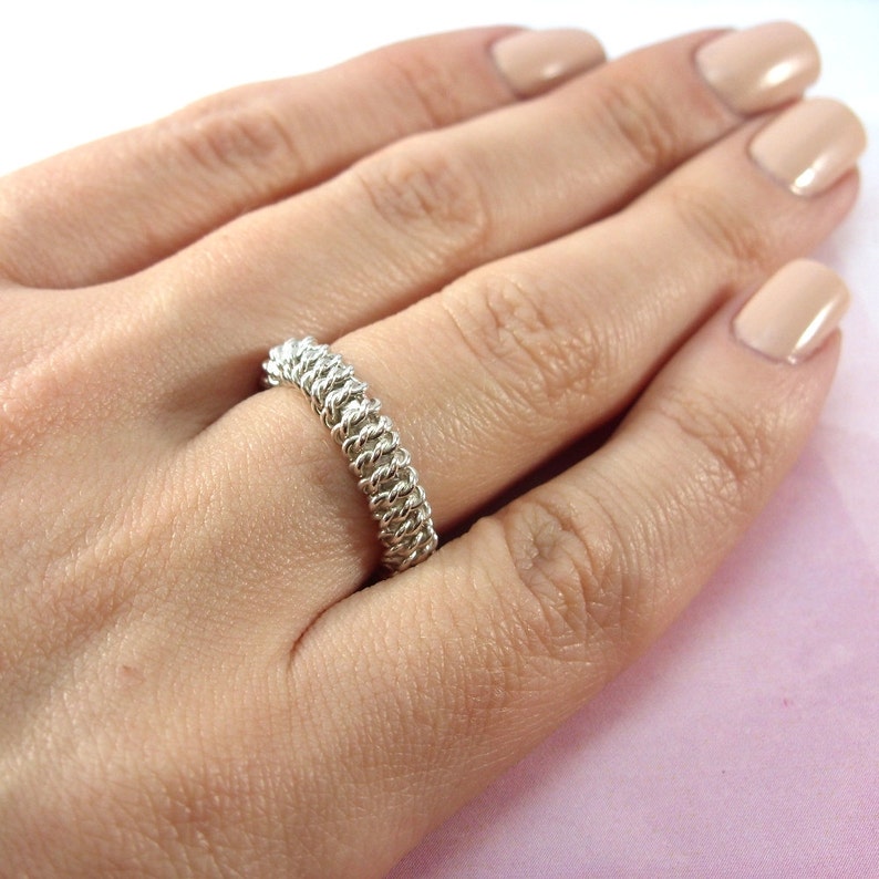 Sterling Silver Wire Ring Twist Silver Band Rope Band Wire Wrapped Ring Wire Wrap Ring Twisted Silver Band Rope Ring Twisted Wire Ring