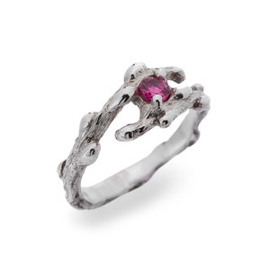 Sterling silver twig engagement ring, Tree branch ring with CZ, Promise ring for her, Nature ring, Fantasy ring, Wedding ring, Vine ring