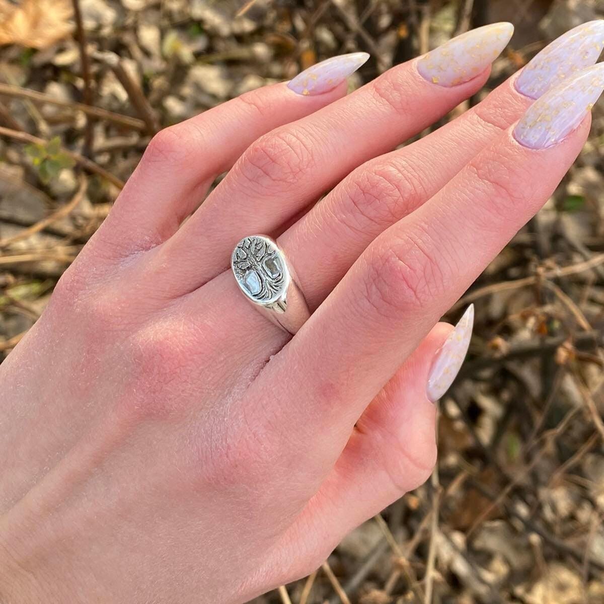 Sterling Silver Tree of Life Signet Ring, Unisex Celtic Jewelry - Etsy