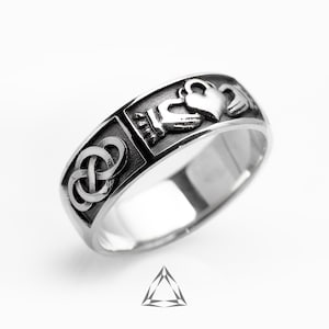 Irish Wedding Band, Sterling Silver Claddagh Ring, Celtic Jewelry, Engagement Ring, Friendship Ring, Wedding Ring Men, Wedding Ring Women