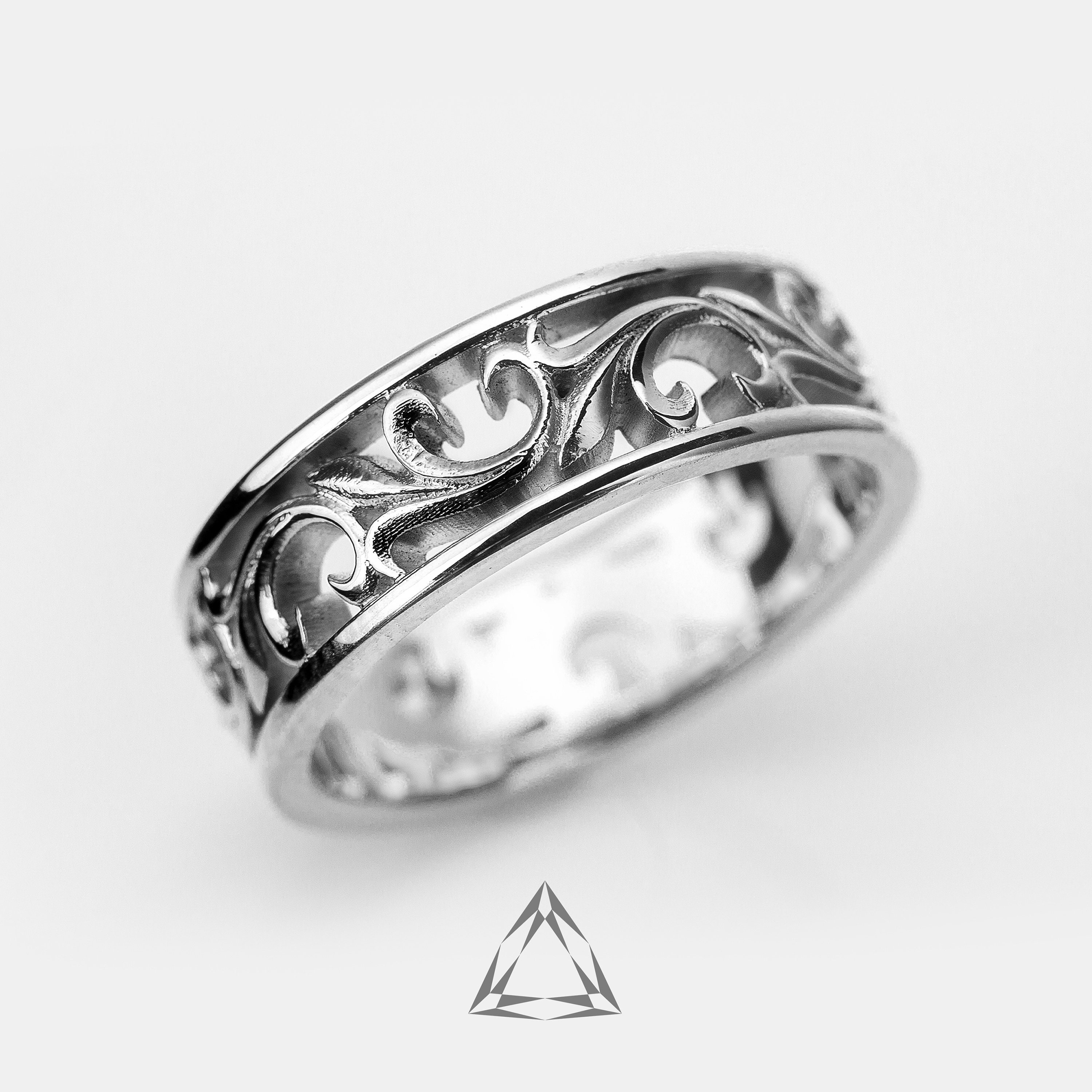 Sterling Silver Pattern Ring Pattern Jewelry Wedding Ring Etsy