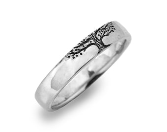 Sterling Silver Tree of Life Wedding Band, Celtic Ring