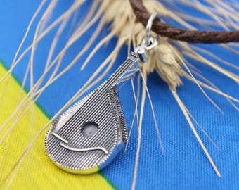 Ukrainian Bandura Sterling Silver Pendant, Folk Music Charm