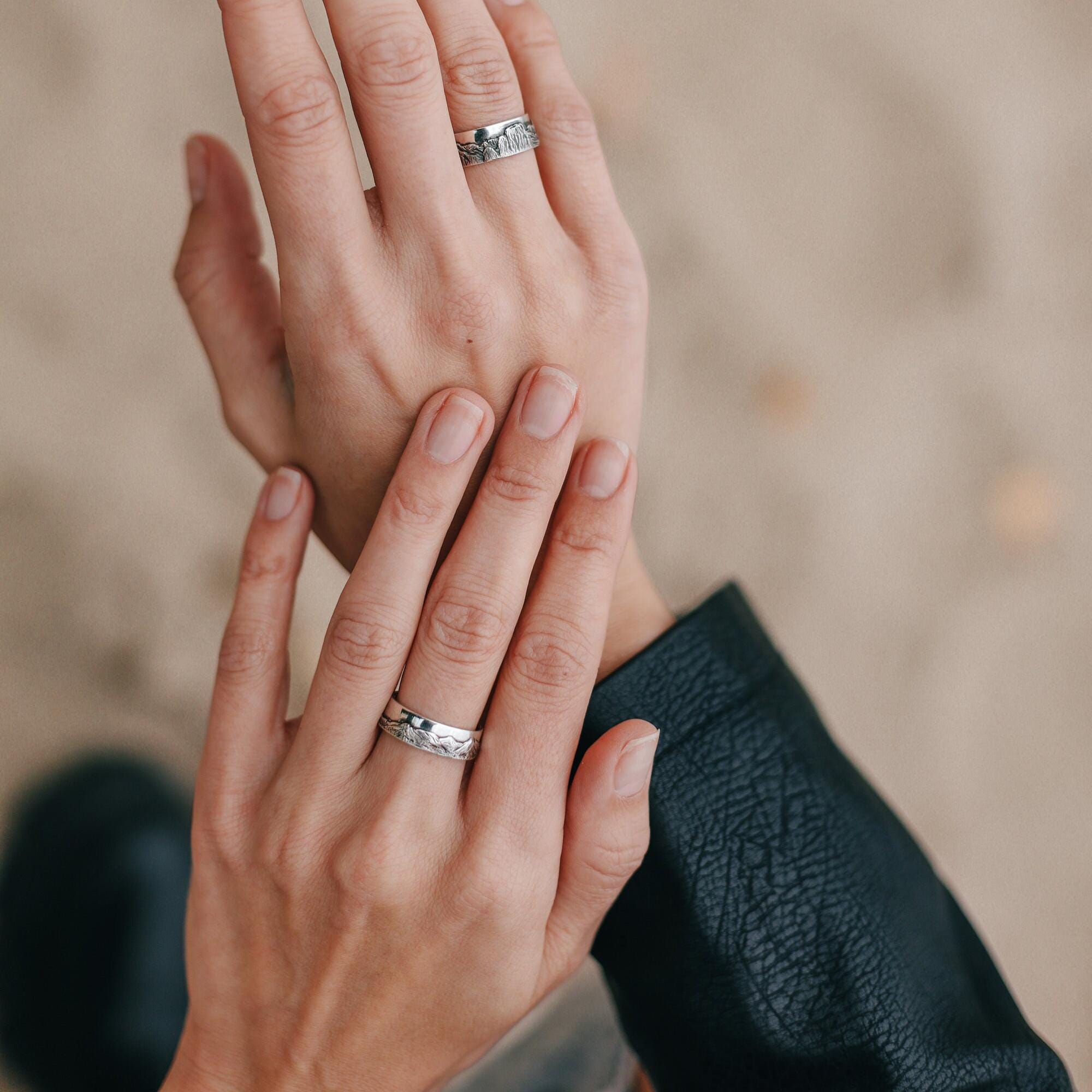 Zion National Park Sterling Silver Mountain Ring, Unisex Wedding