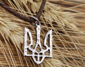 Sterling Silver Ukrainian Trident Pendant, Coat of Arms, Patriotic Gift