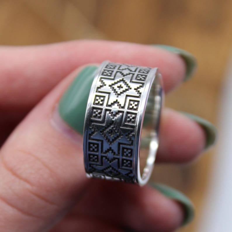 Sterling Silver Ukrainian Ring, Patriotic Jewelry Gift image 5