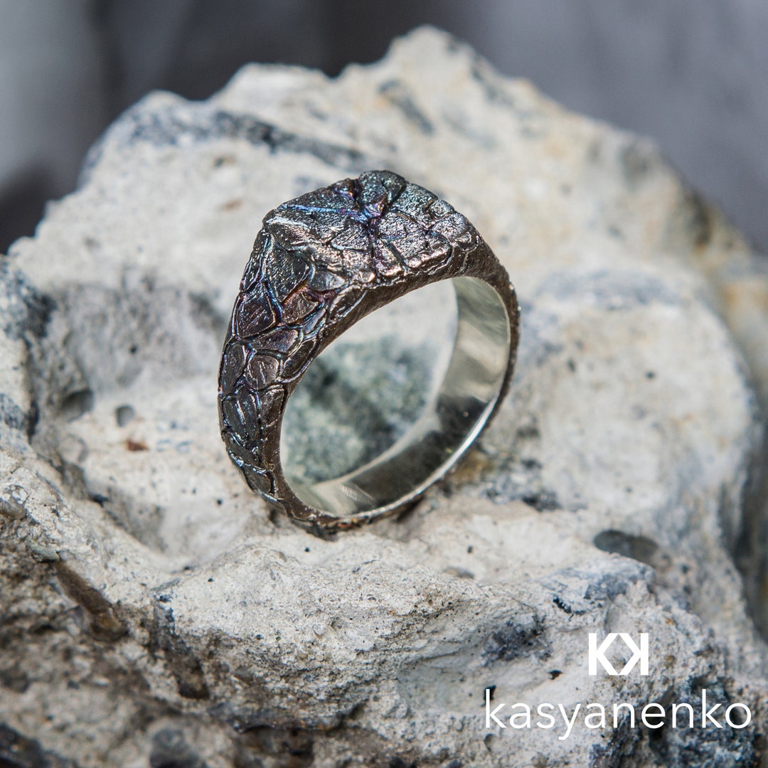 Brutalist Silver Ring For Index Finger Brutalist Ring Men, Square