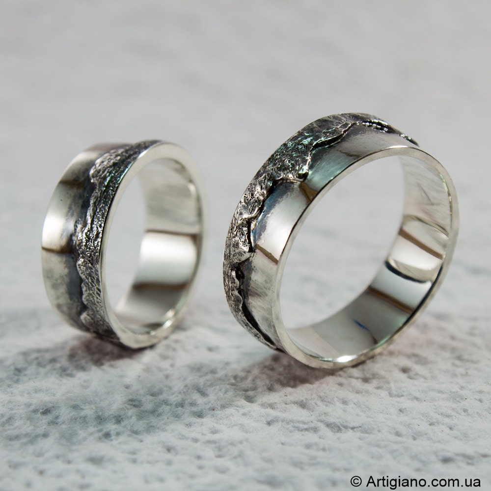 Mountain Band Silver Ring - Studio Jewellery - Feature & Stacker Rings