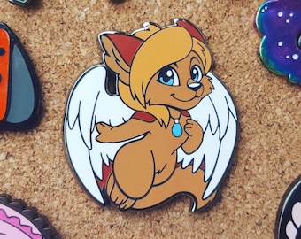 Character Fursona Enamel Pin, Furry Enamel Pin, Wolf Enamel Pin, Dog Enamel Pin, Angel Enamel Pin, Wolf Angel, Dog Angel