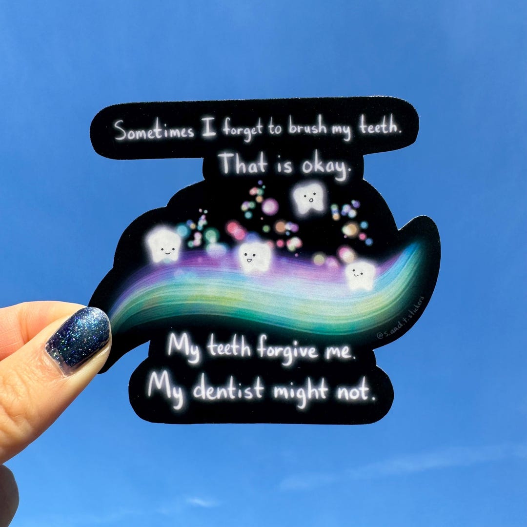 Teeeth Sticker Brush Your Teeth Sticker | 3.5 Inch Waterproof Vinyl | Perfect Gift for ...