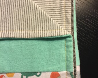 Baby Blanket with knit organic cotton and soft flannel