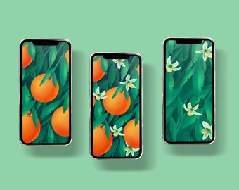 Phone Wallpapers (Set of 3) | DOWNLOAD | Floral Wallpapers, Fruity Wallpapers For Phone, iPhone Wallpaper, iPhone orange