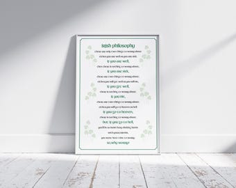 Irish Wisdom Print – “Why Worry” Philosophy Quote | New Home Gift | Digital Download