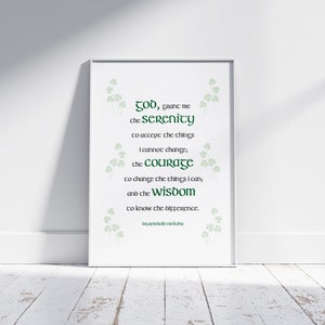 Serenity Prayer Printable Wall Art – Motivational Recovery Quote, Self Care Digital Download, Sobriety Gift, Mindful Décor, Reinhold Niebuhr