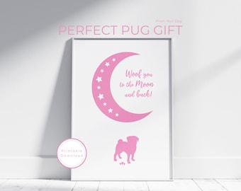 Pug Print, Pug Gift, Dog Dad Gift, Printable Wall Art