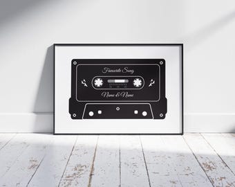 Our Song – Custom Cassette Tape – Illustrated Personalised Gift (Digital Download)