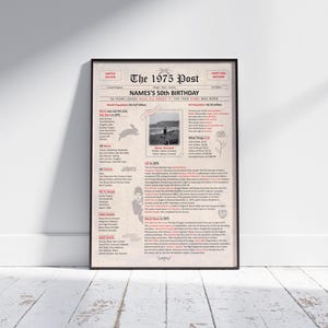 Unique 1975 Birth Year Gift | Custom Printable Newspaper | Fun Facts & Vintage Look | 50th Birthday Gift | English Edition | Personalised