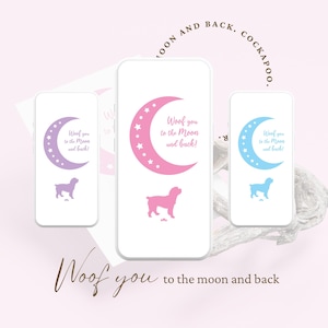 Cockapoo Phone Wallpaper Set: Woof You to the Moon (Digital Download)