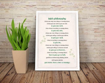 Irish Why Worry Poem Printable | Irish Philosophy Print | Housewarming Gift | Shamrock Wall Art