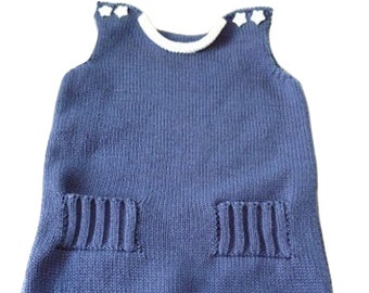 Baby romper, knitted romper, romper, baby romper, knitted, blue, various sizes