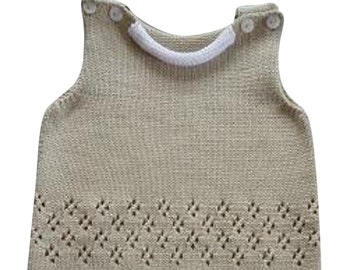 Baby romper, romper, knitted romper, romper, hole pattern, beige, various sizes