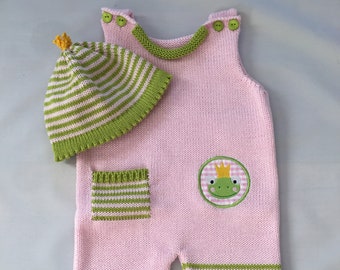 Baby-Strampler-Mützen-Set, Set Strampler und Mütze, Set, Thema Froschkönig, verschiedene Größen