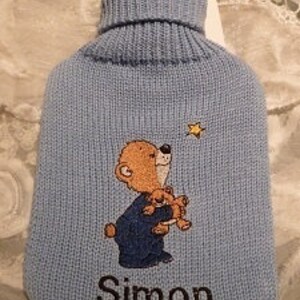 Wärmflasche, Kinderwärmflache, Wärmflaschenbezug, Stickerei, personalisierbar, Schlafbär, Stickerei Bär, Bild 2