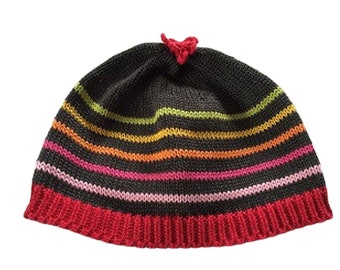 Beanie, baby hat, children's hat, stripe hat, knitted hat, colorful stripes, stripes, various sizes, flower, flower