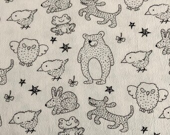 Cotton, Jenny Print, White, Animals, Animals