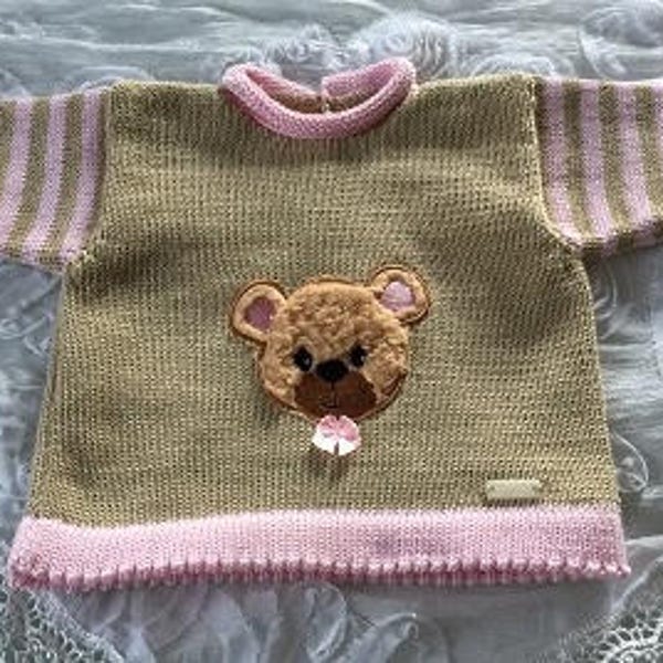 Babypulli Kinderpulli "Plüschbär" rosa