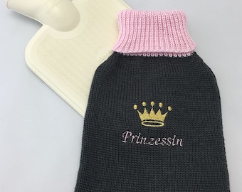 Wärmflasche, Kinderwärmflasche, Wärmflaschenbezug, Prinzessin, Stickerei,