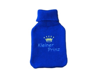 Wärmflasche, Kinderwärmflasche Kleiner Prinz, Wärmflaschenbezug, Babywärmflasche, Stickerei Krone, Goldkrone, pesonalisierbar,