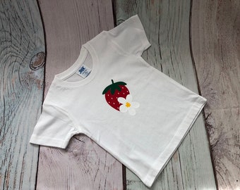 T-Shirt, Shirt, Erdbeere - weiß -