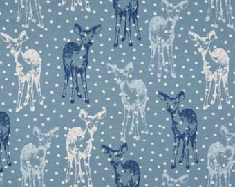 French Terry Brush Print - Rehe auf blauem Grund - Sweat