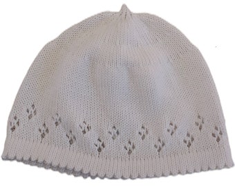 Summer baby hat, baby cap, summer cap, baptismal cap, cap, children's cap, hole pattern, white, different sizes